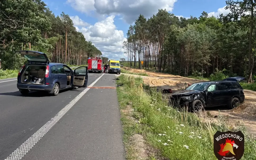 Zderzenie na DK92 w Miedzichowie – interwencja OSP