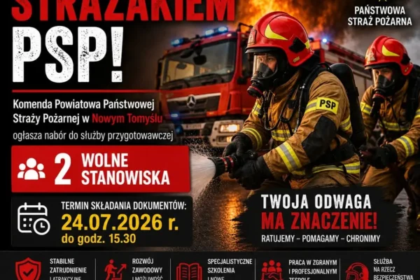 Nabór do Państwowej Straży Pożarnej w Nowym Tomyślu – 2 wolne stanowiska
