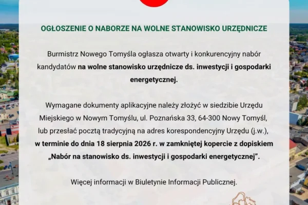 Nabór na stanowisko ds. inwestycji w Nowym Tomyślu