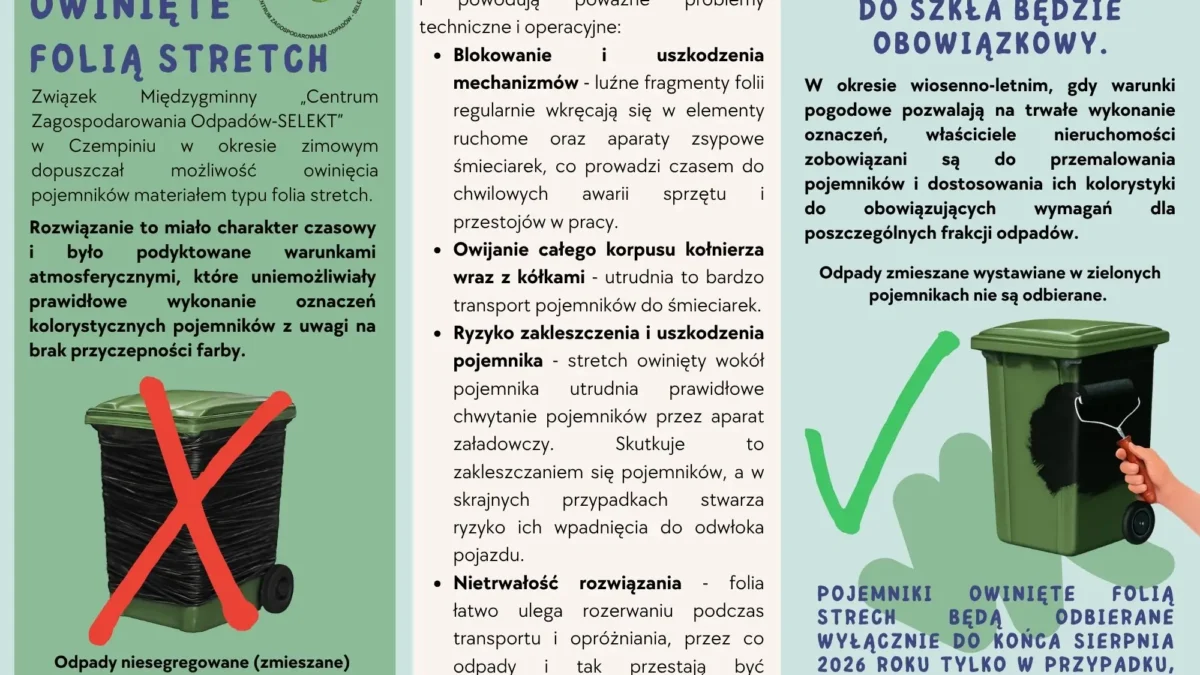 Koniec z folią stretch na śmieciarkach – SELEKT przypomina o prawidłowym oznakowaniu pojemników