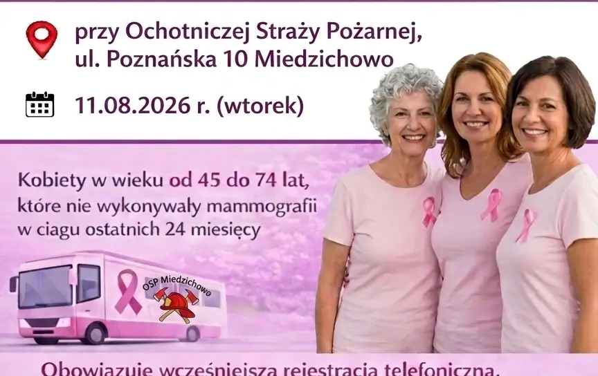 Bezpłatna mammografia w Miedzichowie – 11 sierpnia 2026