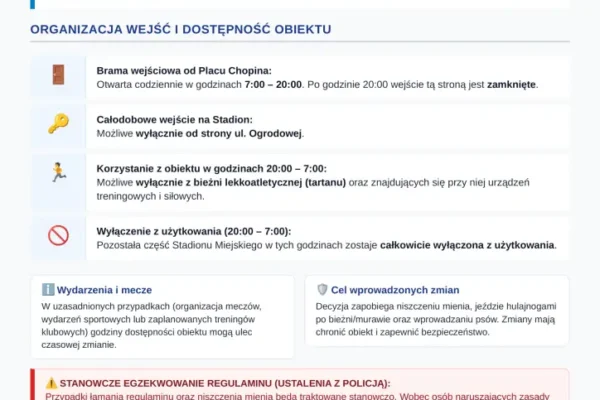 Nowe zasady korzystania ze Stadionu Miejskiego od 1 sierpnia