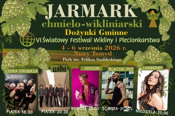 Gwiazdy Jarmarku Chmielo-Wikliniarskiego 2026 ogłoszone! Weekend 4-6 września w Nowym Tomyślu