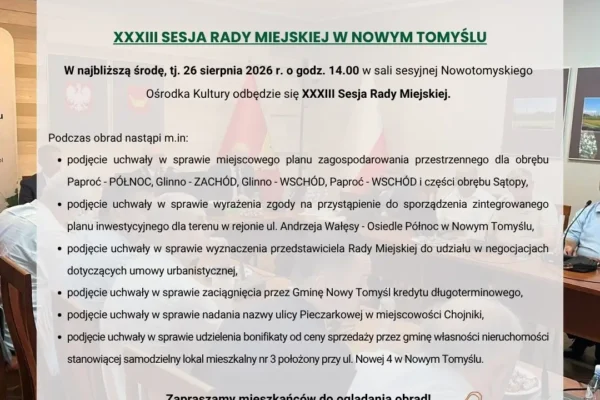 Sesja Rady Miejskiej w Nowym Tomyślu: kluczowe uchwały i plany zagospodarowania