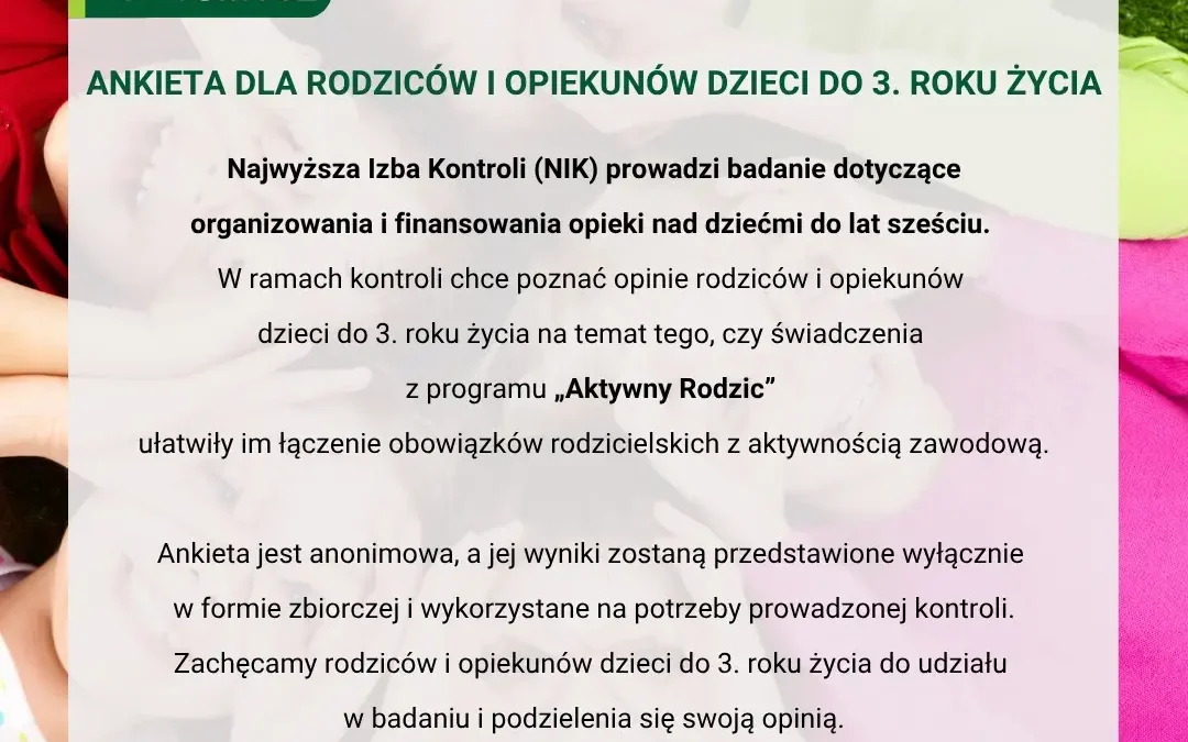 NIK pyta rodziców o program „Aktywny Rodzic” – ankieta dla opiekunów dzieci do 3. roku życia
