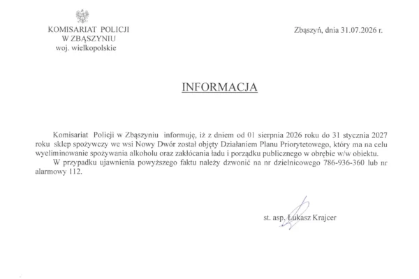 Policja w Zbąszyniu wdraża Plan Priorytetowy we wsi Nowy Dwór