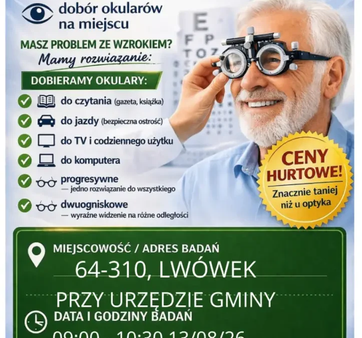 Bezpłatne badania wzroku w gminie Lwówek – sprawdź harmonogram
