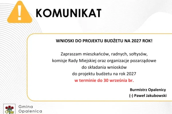 Opalenica: mieszkańcy mogą składać wnioski do budżetu na 2027 rok