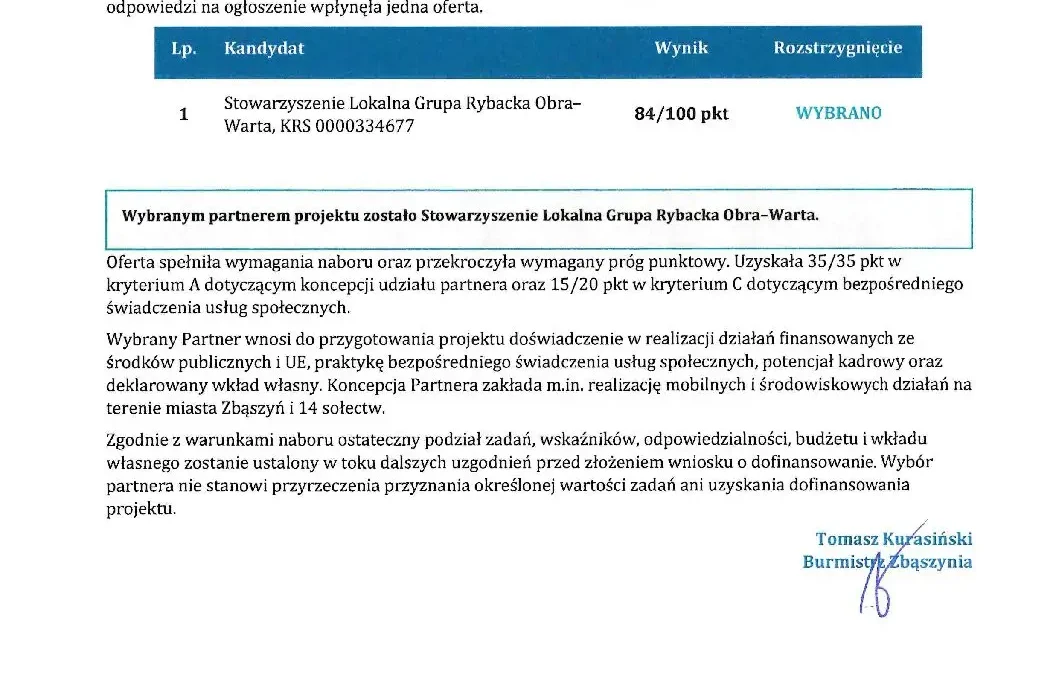 Gmina Zbąszyń wybiera partnera do projektu e-usług