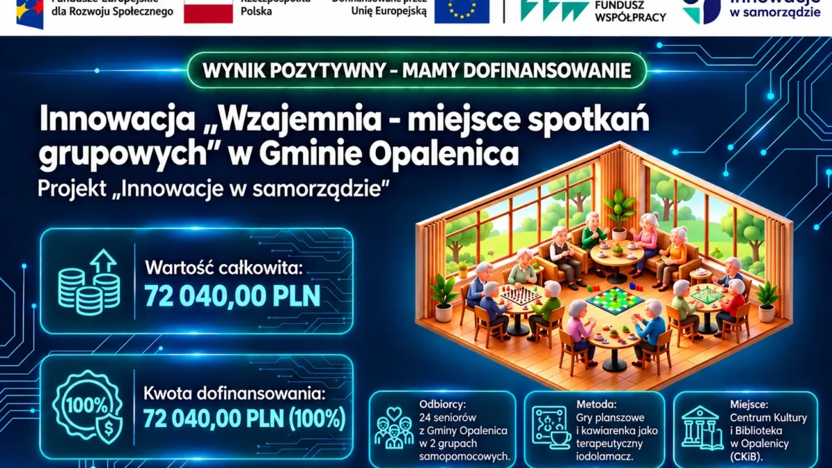 Opalenica walczy z samotnością seniorów. Gmina pozyskała 72 tys. zł na innowację społeczną
