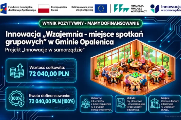 Opalenica walczy z samotnością seniorów. Gmina pozyskała 72 tys. zł na innowację społeczną