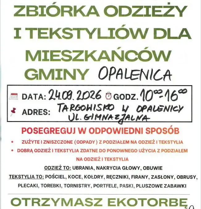 Selekt w Opalenicy: zbiórka odzieży i tekstyliów dla mieszkańców