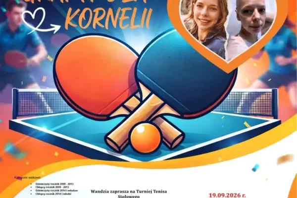 Opalenica: Charytatywny Turniej Tenisa Stołowego „Gramy dla Kornelii” już 19 września