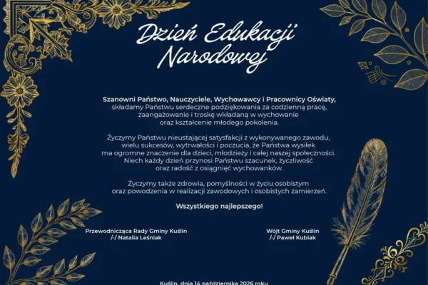 Dzień Edukacji Narodowej 2026 w Gminie Kuślin – podziękowania dla nauczycieli