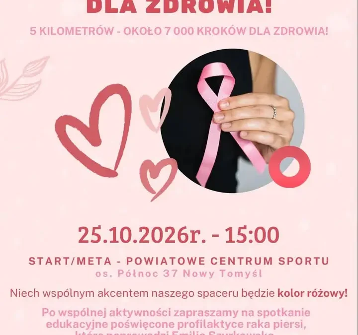 Różowe kroki dla zdrowia – spacer profilaktyczny w Nowym Tomyślu