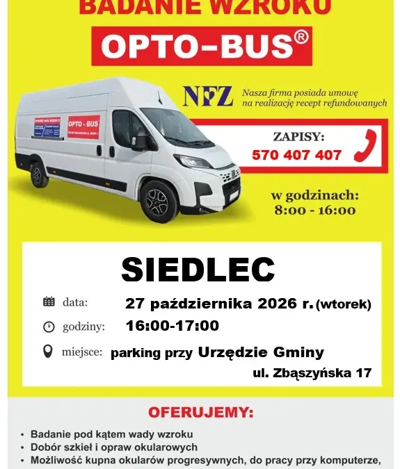 Bezpłatne badanie wzroku w Gminie Siedlec – ostatnie wolne miejsca