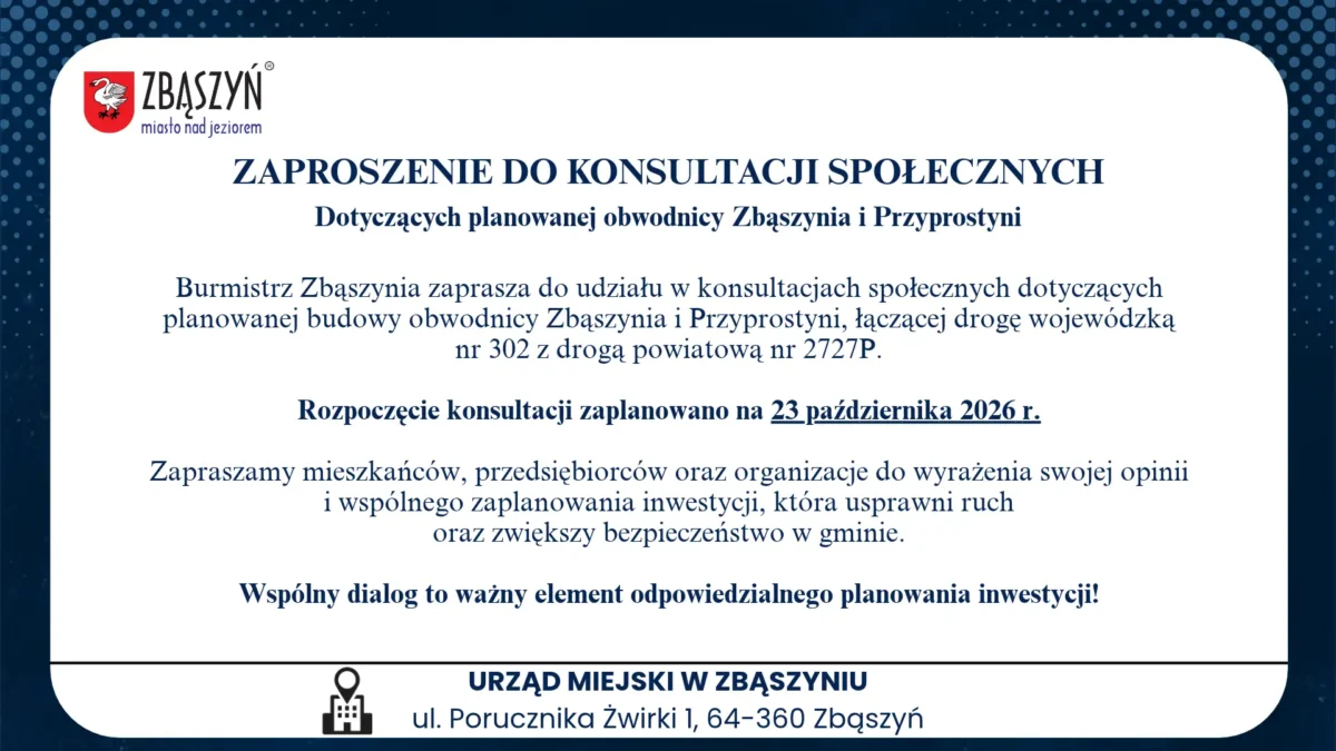 Obwodnica Zbąszynia i Przyprostyni – ruszają konsultacje społeczne